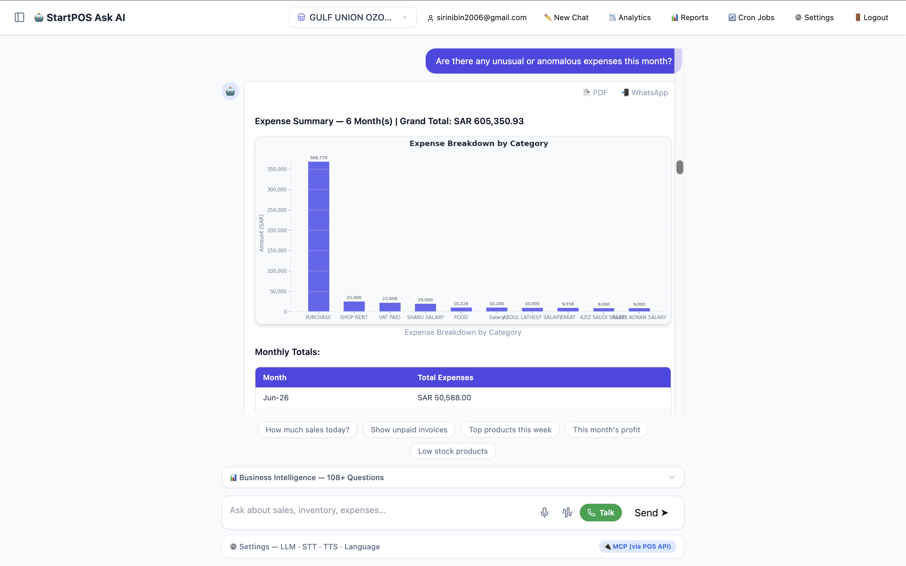 AI answer: Anomalous expense detection